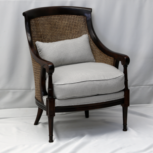 French Burr wood Cane Bergère Chair